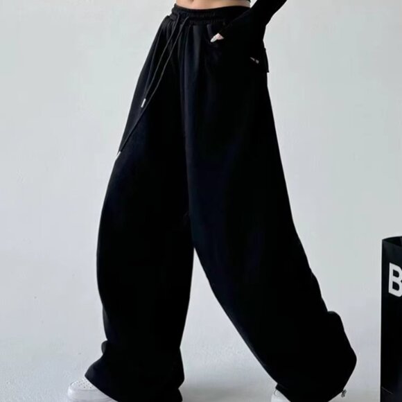Women's Wide Leg Baggy Oversized Sweatpants Joggers - Picture 9 of 10